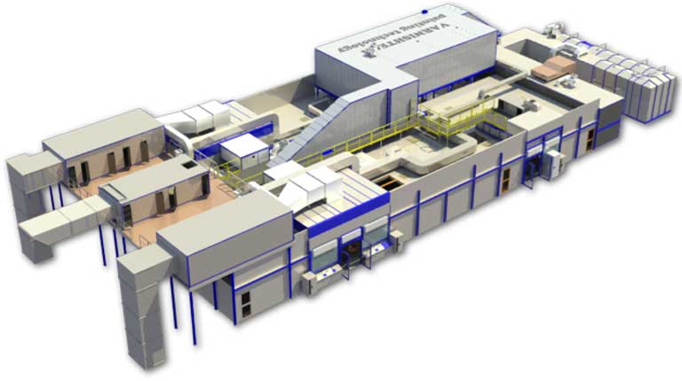 3D rendering of the described double-unit painting system